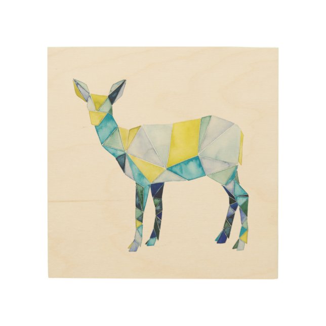 Geometric Deer Animal Wood Wall Art (Front)
