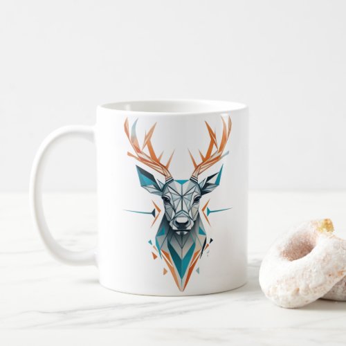 Geometric Deer Art  Modern Abstract Mug Design 