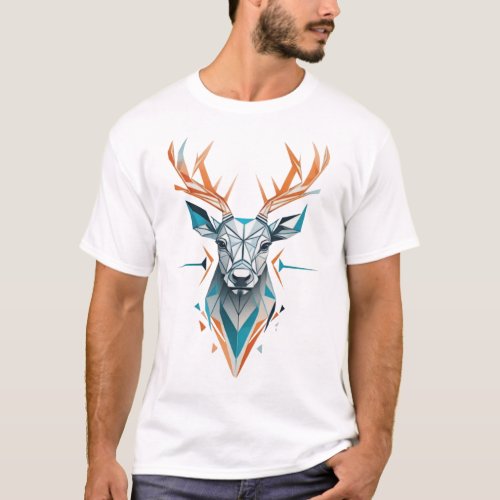 Geometric Deer Art T_Shirt  Modern Wildlife 