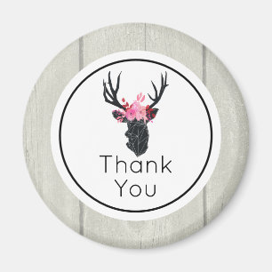 Geometric Deer Head with Floral Crown Thank You Magnet