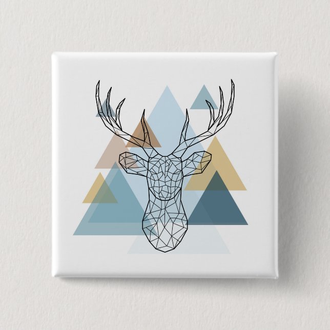 Geometric Deer Portrait Button (Front)