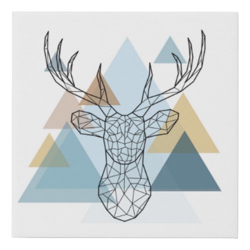 Geometric Deer Portrait Faux Canvas Print