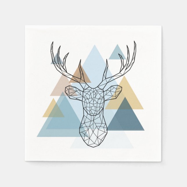 Geometric Deer Portrait Napkins (Front)
