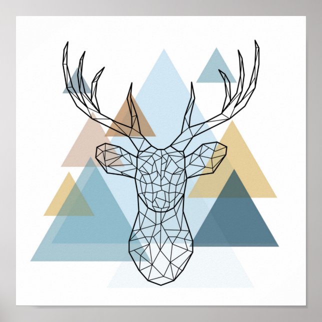 Geometric Deer Portrait Poster (Front)