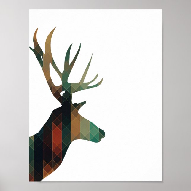 Geometric Deer with Antlers Poster (Front)