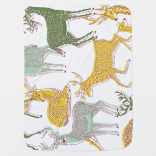 Geometric Deers: Traditional Pattern Illustration. Baby Blanket