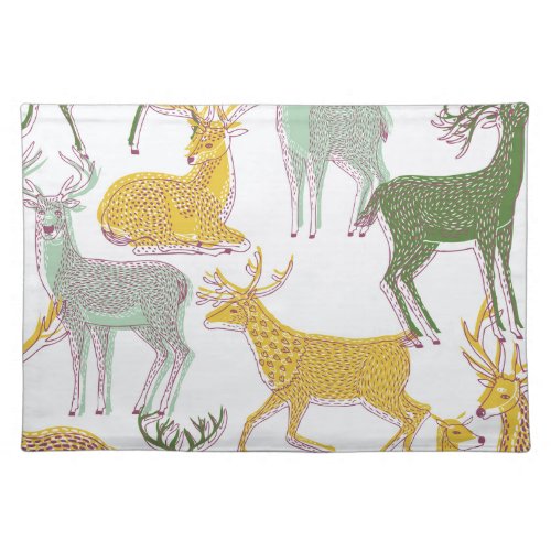 Geometric Deers Traditional Pattern Illustration Cloth Placemat