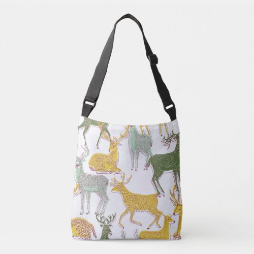 Geometric Deers Traditional Pattern Illustration Crossbody Bag