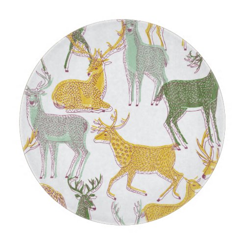 Geometric Deers Traditional Pattern Illustration Cutting Board