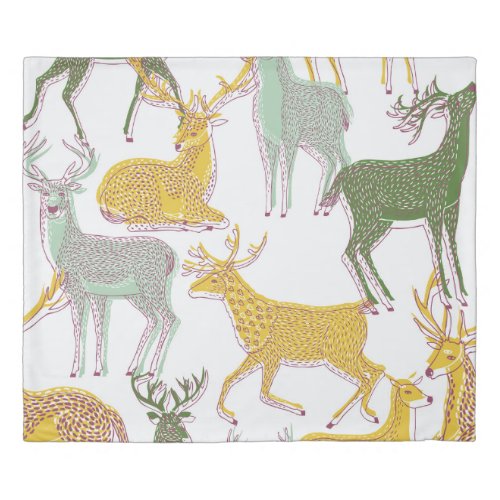 Geometric Deers Traditional Pattern Illustration Duvet Cover