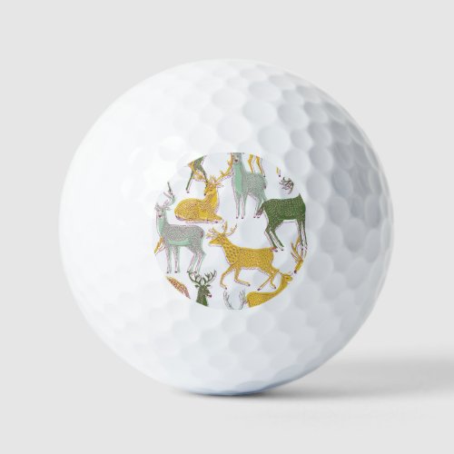 Geometric Deers Traditional Pattern Illustration Golf Balls