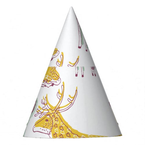 Geometric Deers Traditional Pattern Illustration Party Hat