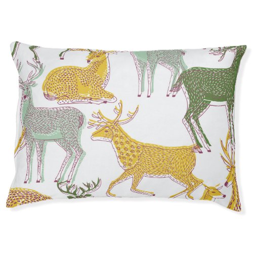 Geometric Deers Traditional Pattern Illustration Pet Bed
