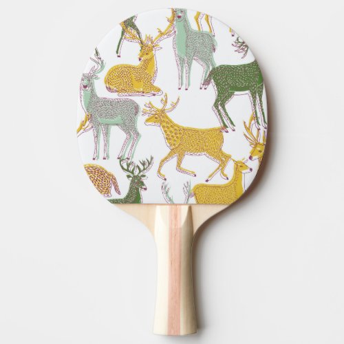 Geometric Deers Traditional Pattern Illustration Ping Pong Paddle