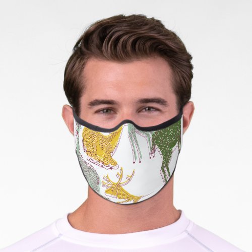 Geometric Deers Traditional Pattern Illustration Premium Face Mask