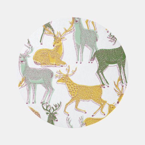 Geometric Deers Traditional Pattern Illustration Rug
