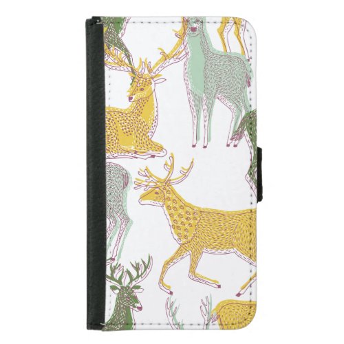 Geometric Deers Traditional Pattern Illustration Samsung Galaxy S5 Wallet Case