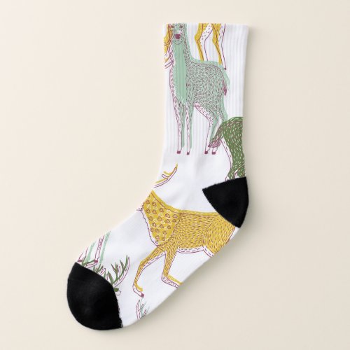 Geometric Deers Traditional Pattern Illustration Socks