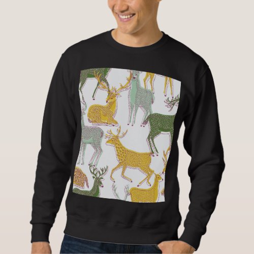 Geometric Deers Traditional Pattern Illustration Sweatshirt