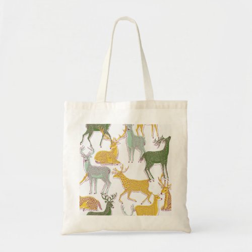 Geometric Deers Traditional Pattern Illustration Tote Bag