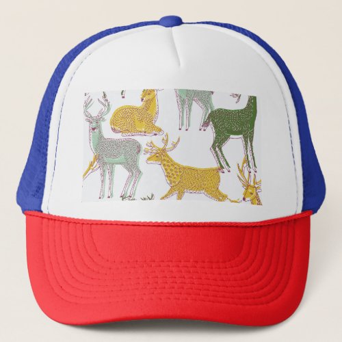 Geometric Deers Traditional Pattern Illustration Trucker Hat
