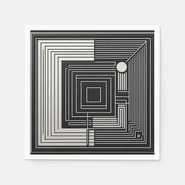 Geometric Depth Grid Napkins (Front)