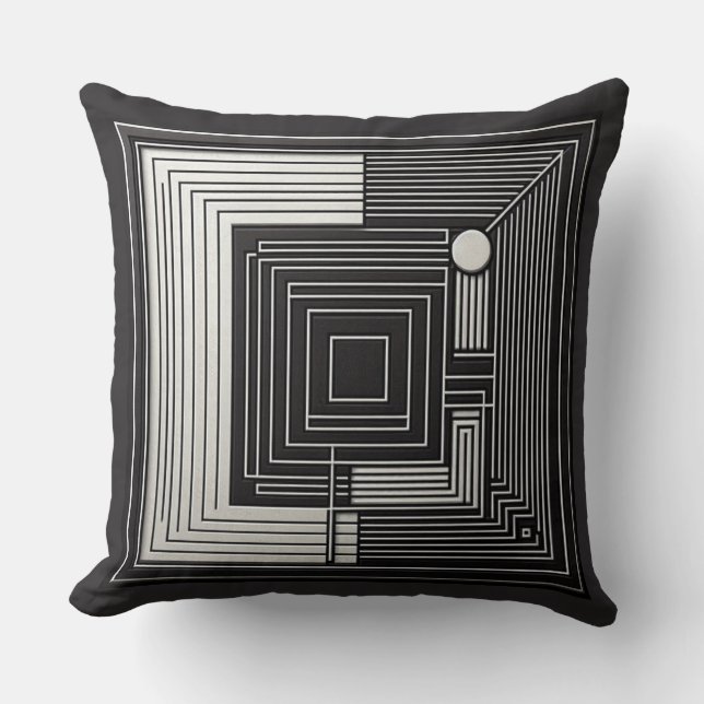 Geometric Depth Grid Throw Pillow (Front)
