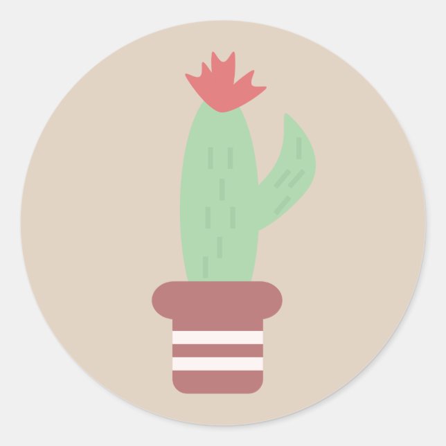 Geometric Desert Cactus  Classic Round Sticker (Front)