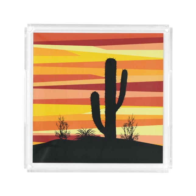 Geometric desert sunset acrylic tray (Front)