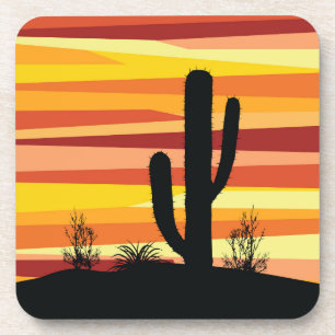 Geometric desert sunset beverage coaster