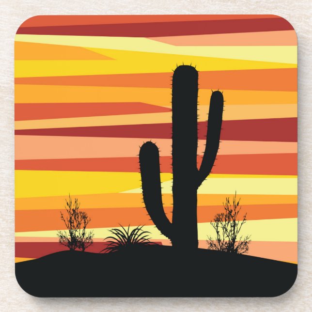 Geometric desert sunset beverage coaster (Front)
