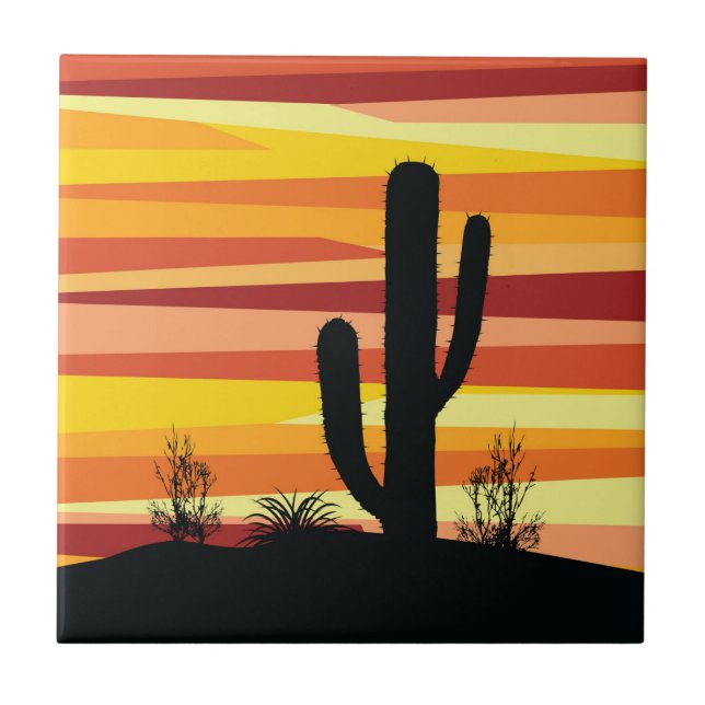 Geometric desert sunset ceramic tile (Front)