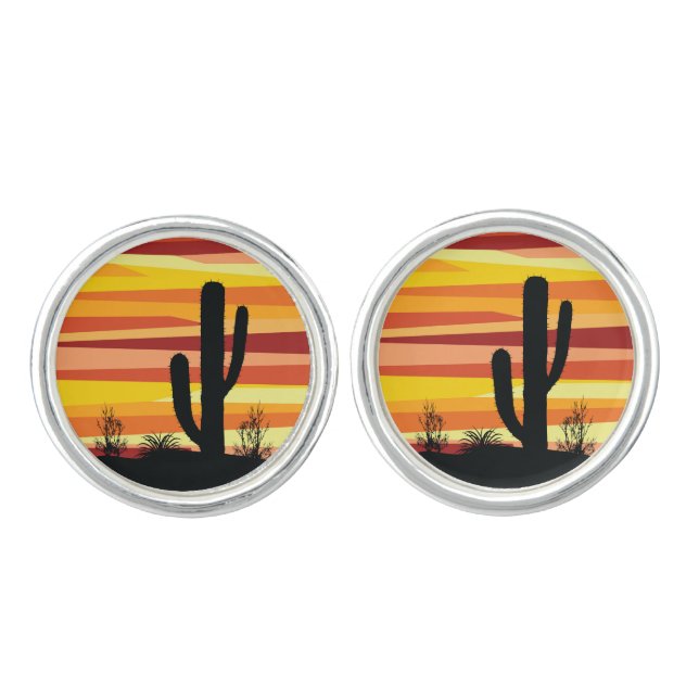 Geometric desert sunset cufflinks (Front)