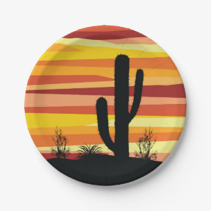 Geometric desert sunset paper plates