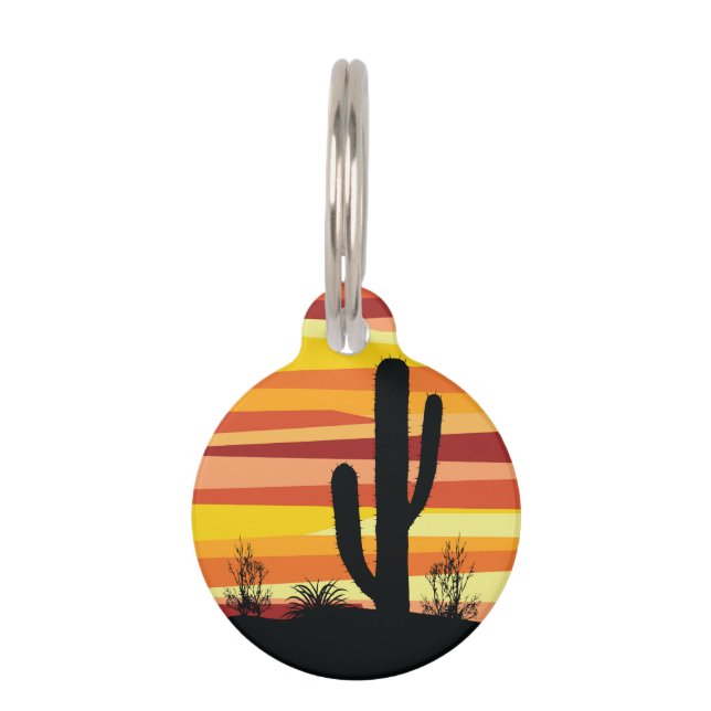 Geometric desert sunset pet ID tag (Front)