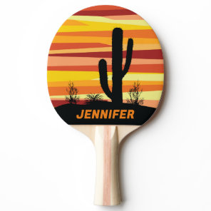 Geometric desert sunset ping pong paddle