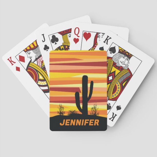 Geometric desert sunset poker cards (Back)