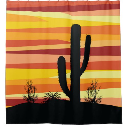 Geometric desert sunset shower curtain