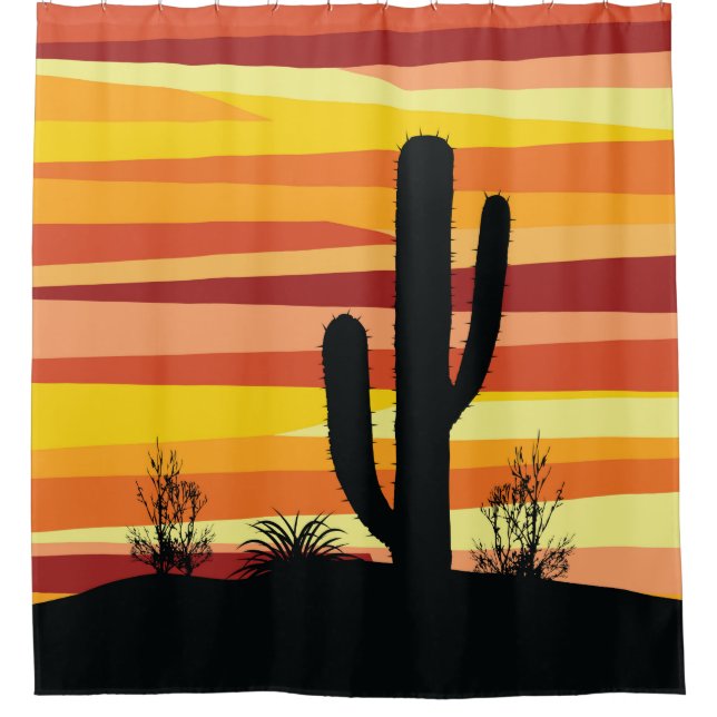 Geometric desert sunset shower curtain (Front)