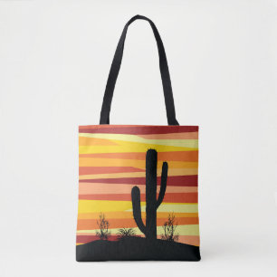 Geometric desert sunset tote bag
