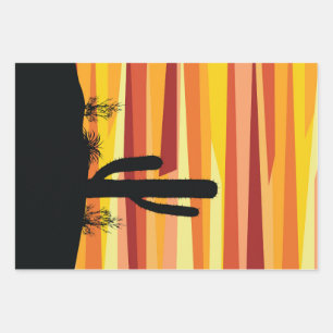 Geometric desert sunset wrapping paper sheets