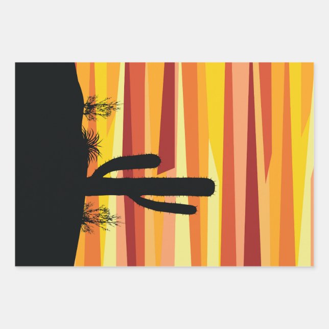 Geometric desert sunset wrapping paper sheets (Front)