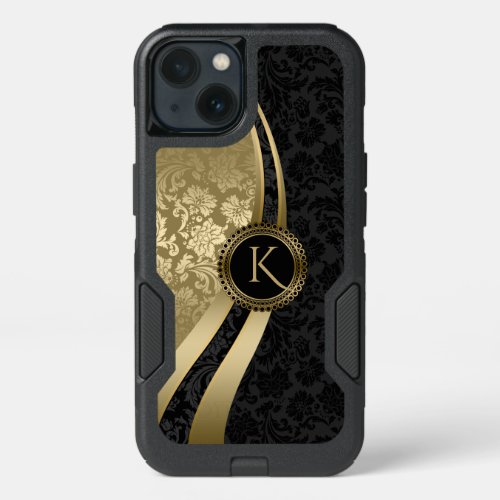 Geometric Design Black  Gold Damasks iPhone 13 Case