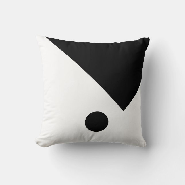 Geometric Design Circle Triangle Black and White Throw Pillow (Front)