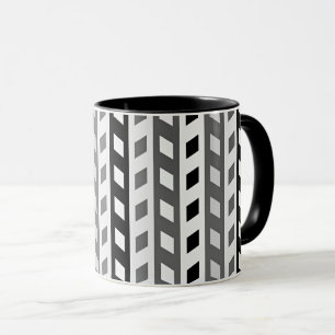 Geometric Design, gray, black, white, Mug