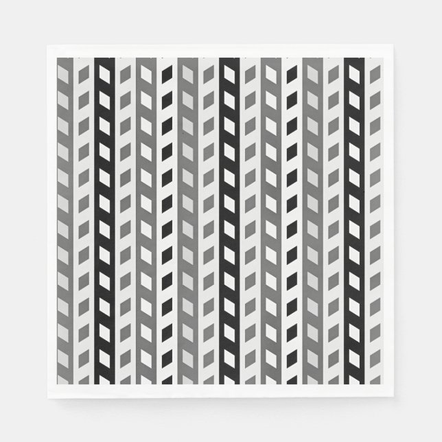 Geometric Design, gray, black, white, Napkins (Front)