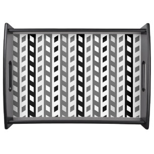 Geometric Design, gray, black, white, Serving Tray