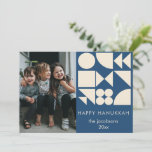 Geometric Design in Blue Photo Hanukkah Holiday Card<br><div class="desc">Say Happy Hanukkah with this simple and modern geometric art card in blue,  personalized with your name and photo.</div>