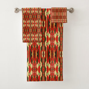 Geometric Design in Desert Colors Bath Towel Set