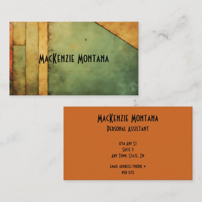 Geometric Design in Olive, Rust, Mustard Business Card (Front/Back)